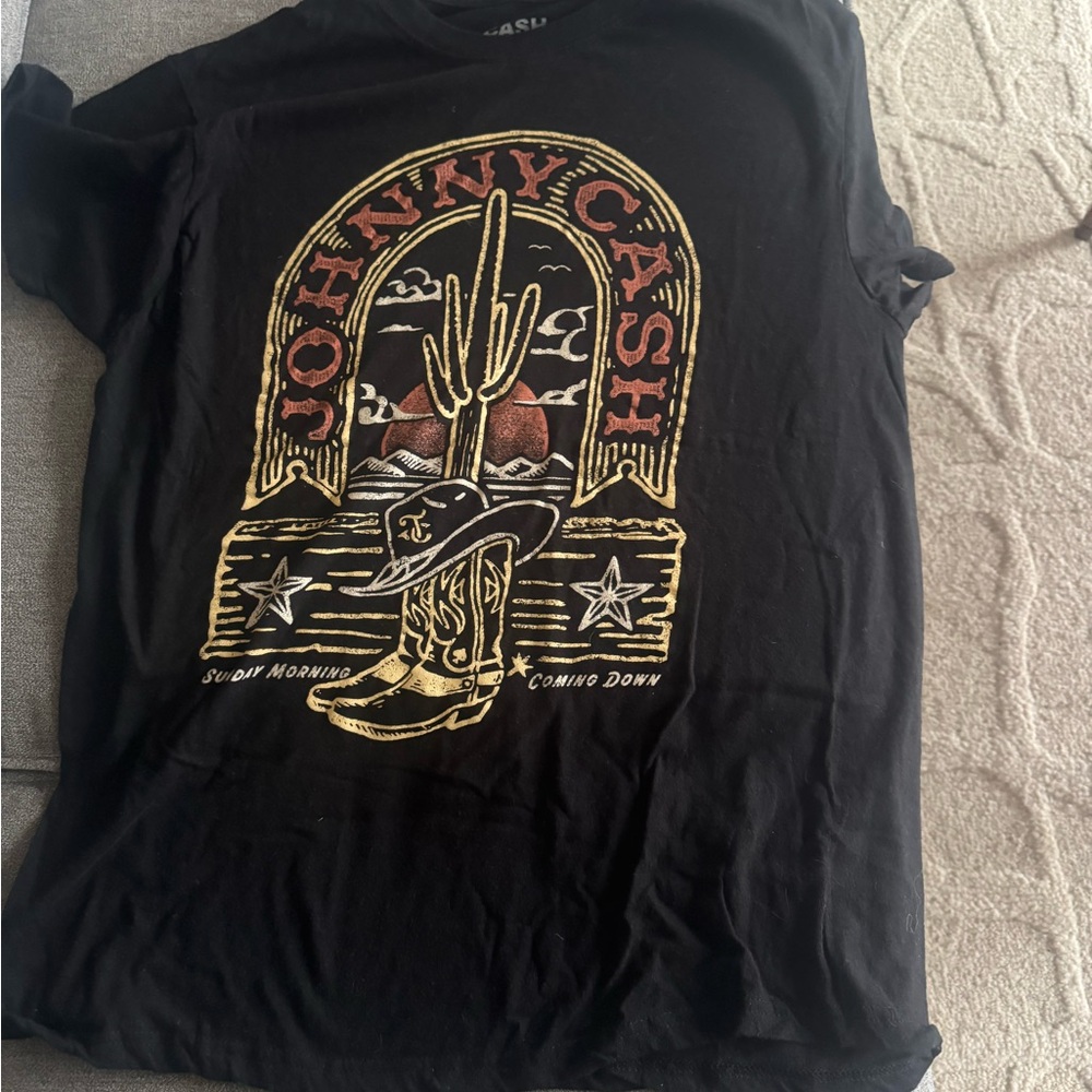 Black and Gold Short Sleeve Tee with Vintage Emblem Design